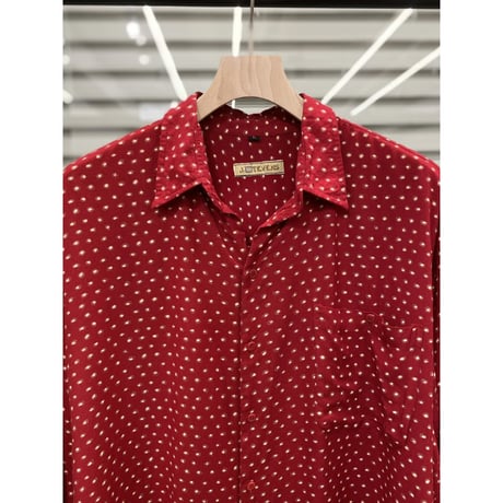 1990's "J.STEVENS" Viscose Fabric Dot Pattern Long Sleeve Shirt
