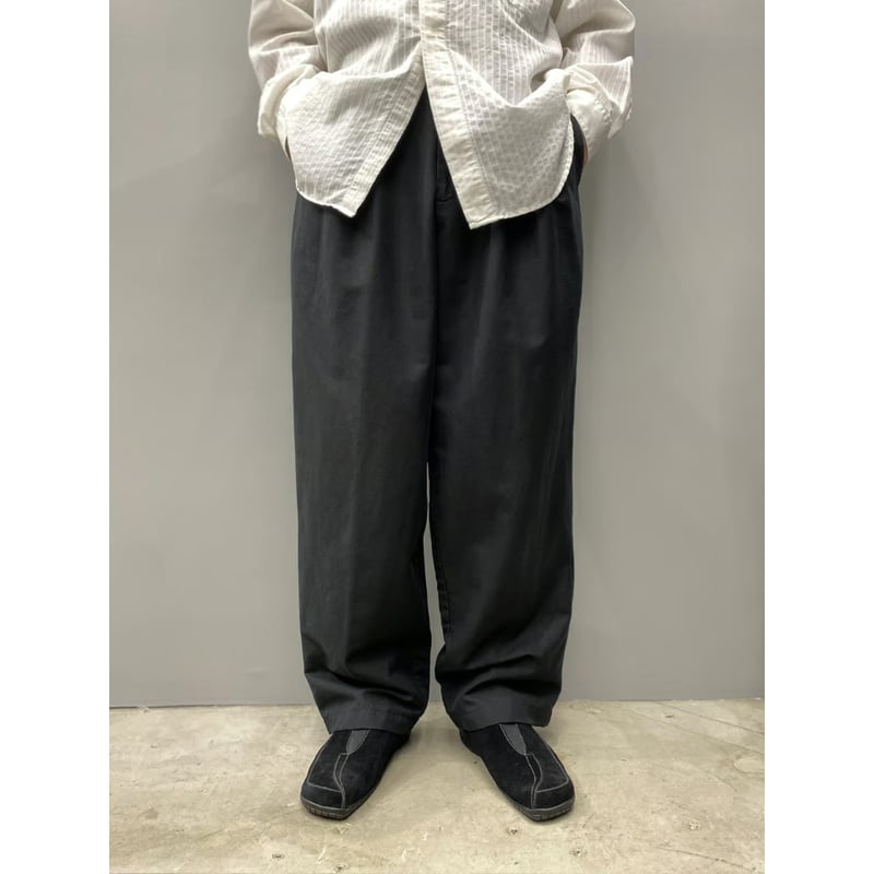 パンツ 2tuck black linen slacks pants WASHED LINEN TWILL 2-TUCK PANTS｜BLACK – Cornier