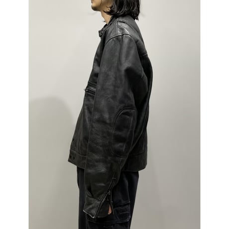 1990's Dual zip design leather motorcycle jacket