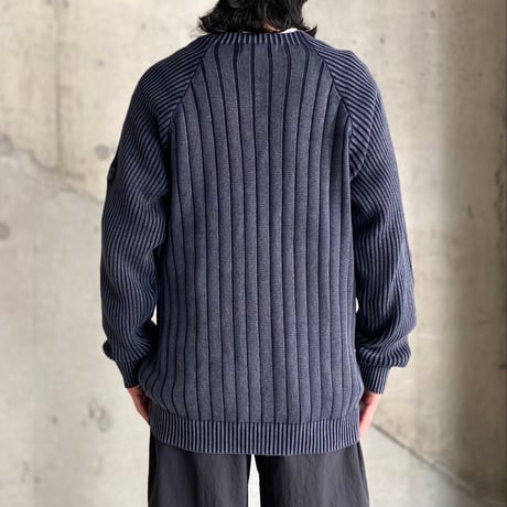 2000's Dual zip design cotton rib knit sweater