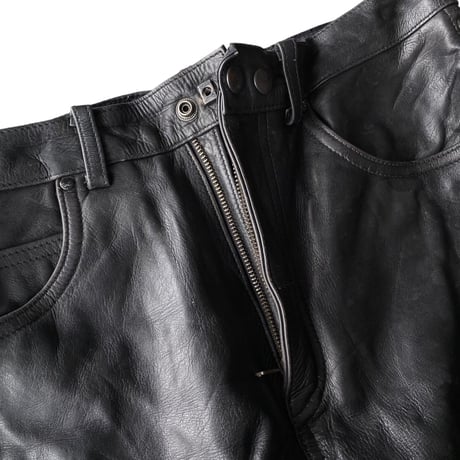 1990's Side lace black leather pants