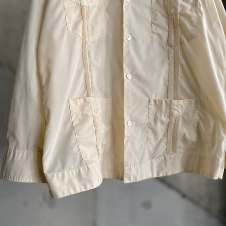 1970's-1980's Open Collar Guayabera Shirt