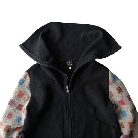 2000's Switching design Extra high-necked wool coat
