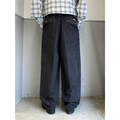 1980's "pierre cardin" Black denim 3tuck slacks pants
