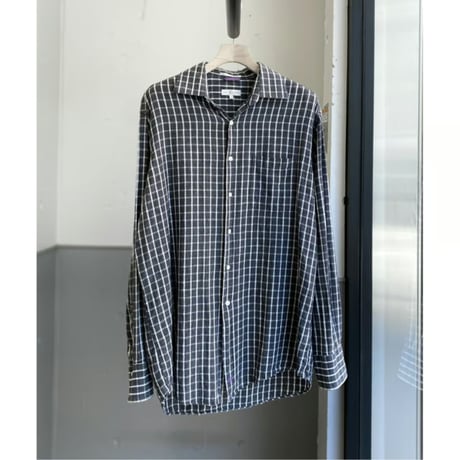 2000's "BILL BLASS" Linen × Cotton plaid pattern long sleeve shirt