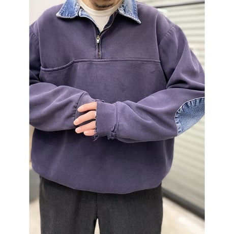 1990's Sun faded & Damaged half zip sweat shirt