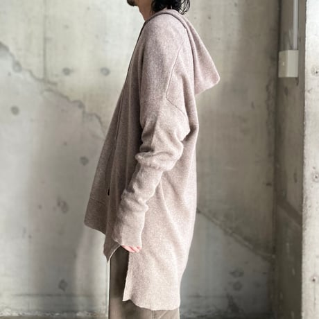 Cashmere fabric finger sleeves hooded knit sweater