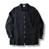 1980's "harvé benard" Black linen fabric long sleeve shirt