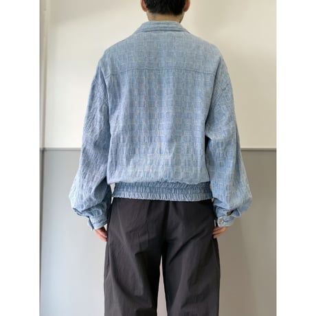 1980's Wide & Short silhouette jacquard fabric jacket
