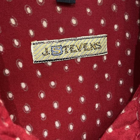 1990's "J.STEVENS" Viscose Fabric Dot Pattern Long Sleeve Shirt