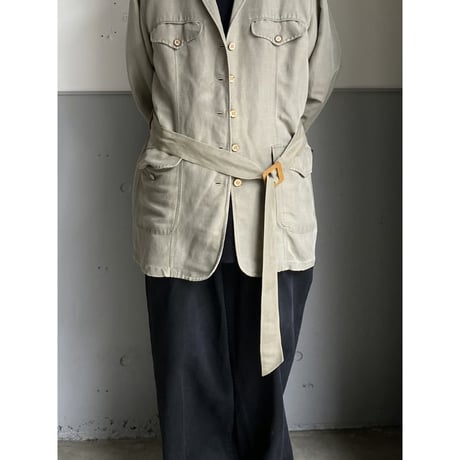 1980's-1990's "ELISABETH A LIZ CLAIBORNE" Linen / Rayon fabric safari jacket