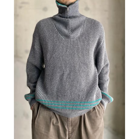 1980's-1990's FRANCE made wool blend half zip knit sweater