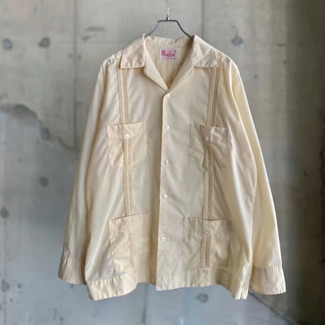 1970's-1980's Open Collar Guayabera Shirt