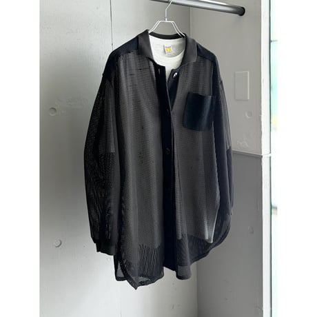 1980's-1990's Switching fabric design mesh shirt