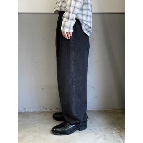 1980's "pierre cardin" Black denim 3tuck slacks pants