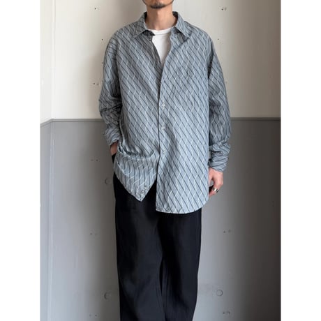 2000's "EMPORIO ARMANI" Wavy × Stripe patterned long sleeve shirt