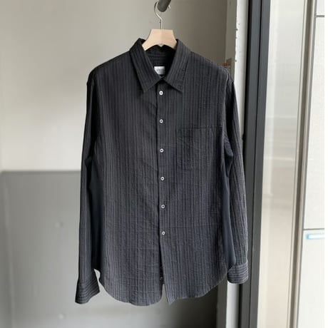 2000's "ARMANI COLLEZIONI" Striped crepe fabric long sleeve shirt
