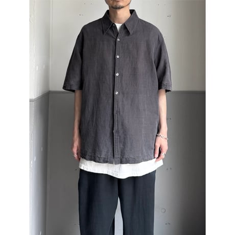 2000's "DKNY" Ramie / Cotton fabric short sleeve shirt