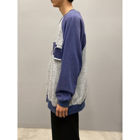 1990's Two tone color drawstring design sweat shirt