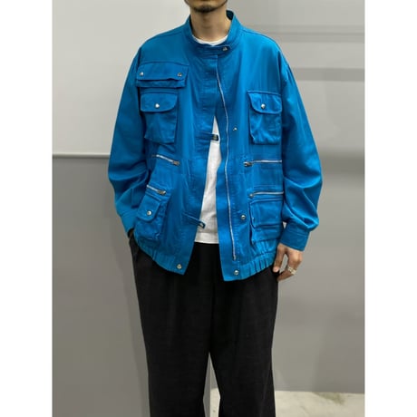 1980's-1990's Turquoise blue multi pocket design jacket