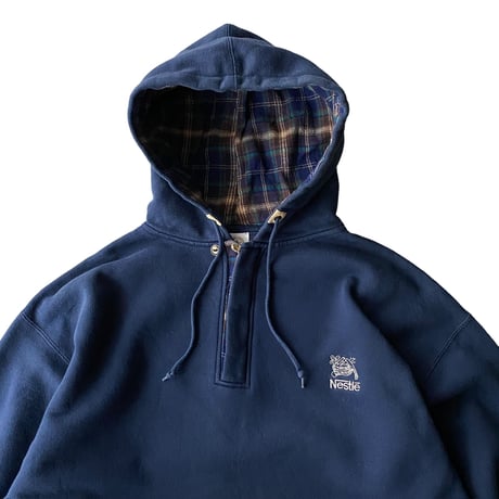 1990's "Nestle" Embroidery logo design half zip hoodie