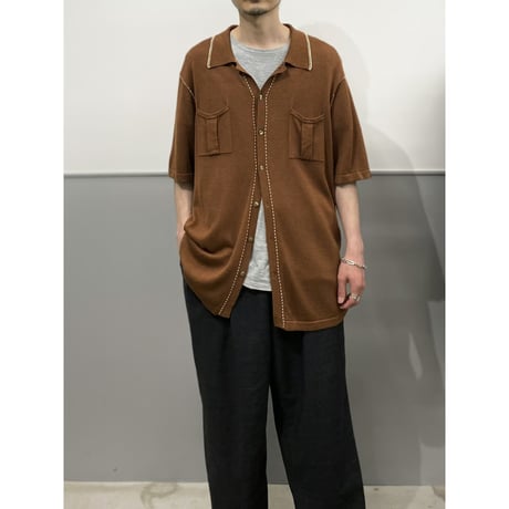 2000's "PERRY ELLIS" Silk × Cotton Short sleeve Knit shirt