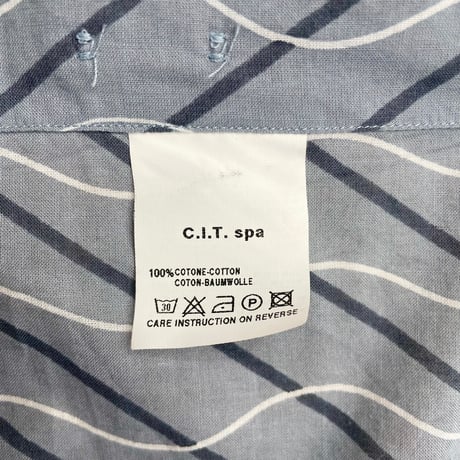 2000's "EMPORIO ARMANI" Wavy × Stripe patterned long sleeve shirt