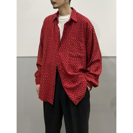 1990's "J.STEVENS" Viscose Fabric Dot Pattern Long Sleeve Shirt