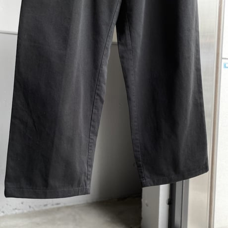 1990's-2000's "Polo by Ralph Lauren" black overdyed wide silhouette cotton 2tuck pants