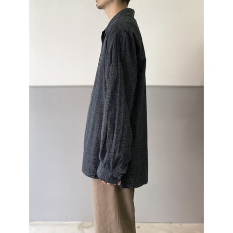 1990's-2000's "PERRY ELLIS" Silk × Cotton Fabric Dot Patterned Shirt