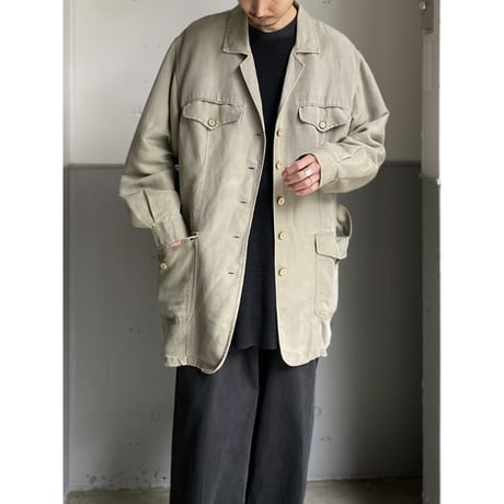 1980's-1990's "ELISABETH A LIZ CLAIBORNE" Linen / Rayon fabric safari jacket