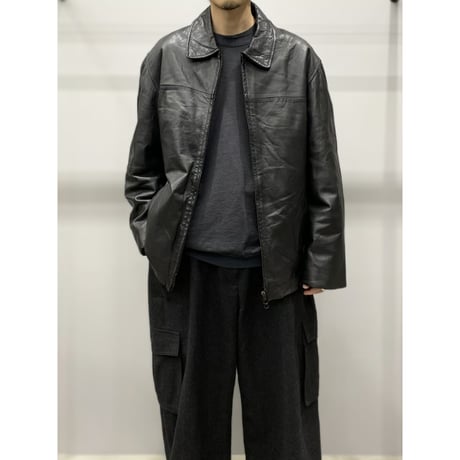 1990's-2000's Double zipper leather drizzler jacket