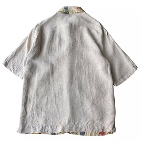 1990's ITALY made Linen × Silk switching design short sleeve shirt