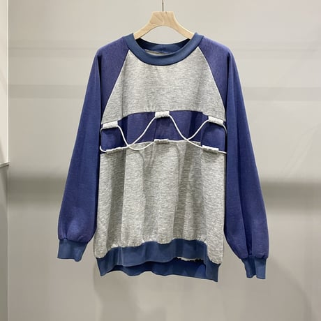 1990's Two tone color drawstring design sweat shirt