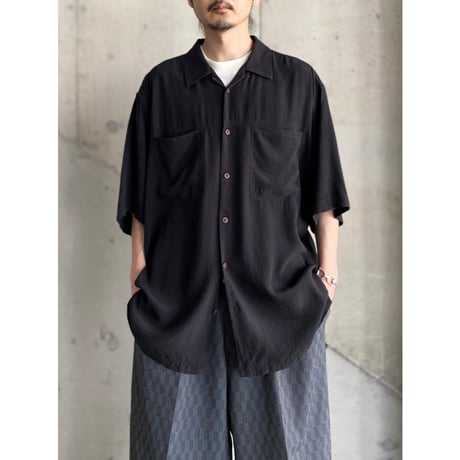 1990's-2000's "JHANE BARNES" Open collar short sleeves silk shirt