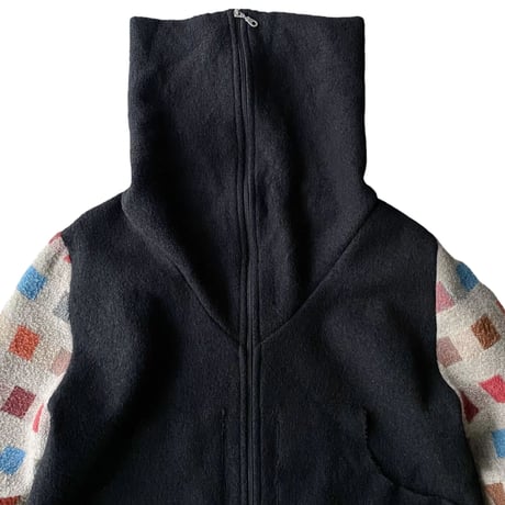 2000's Switching design Extra high-necked wool coat
