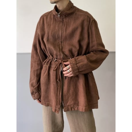 "PERUVIAN CONNECTION" Linen fabric double zipper jacket