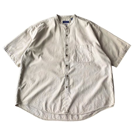 1990's "VAN HEUSEN" Linen × Cotton oversized band-collar shirt