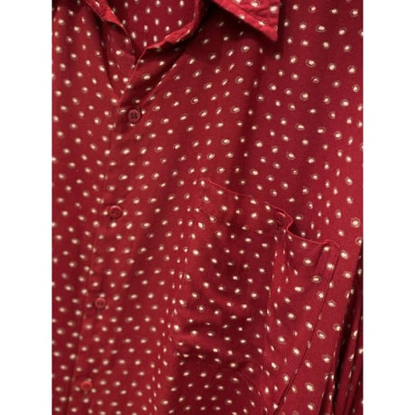 1990's "J.STEVENS" Viscose Fabric Dot Pattern Long Sleeve Shirt
