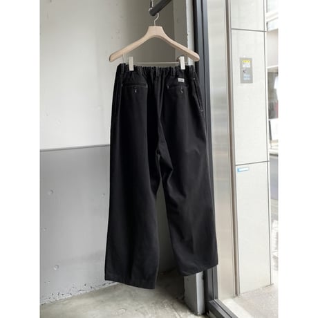 1990's-2000's "Polo by Ralph Lauren" black overdyed wide silhouette cotton 2tuck pants
