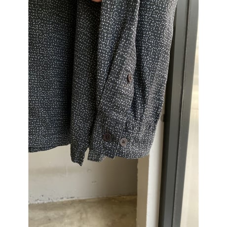 1990's-2000's "PERRY ELLIS" Silk × Cotton Fabric Dot Patterned Shirt