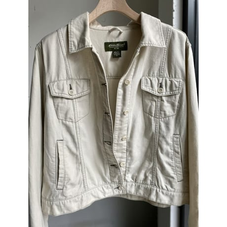 2000's "Eddie Bauer" Linen/Cotton fabric trucker jacket