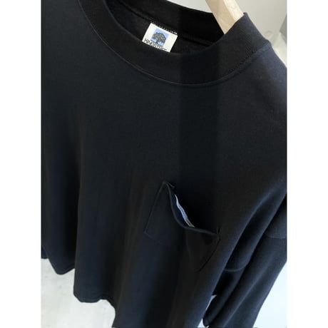 1990's-2000's Long Sleeve Blank Tee With Pocket
