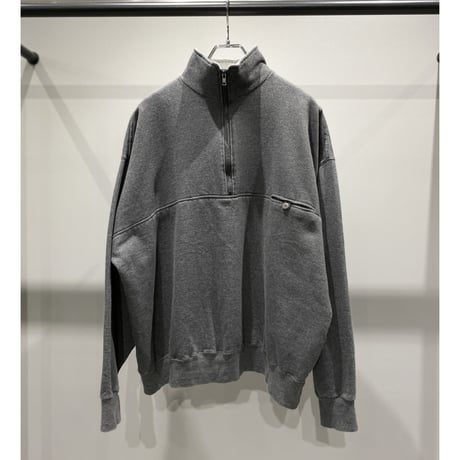 2000's Wide & Short silhouette half zip design sweat shirt