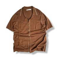 2000's "PERRY ELLIS" Silk × Cotton Short sleeve Knit shirt