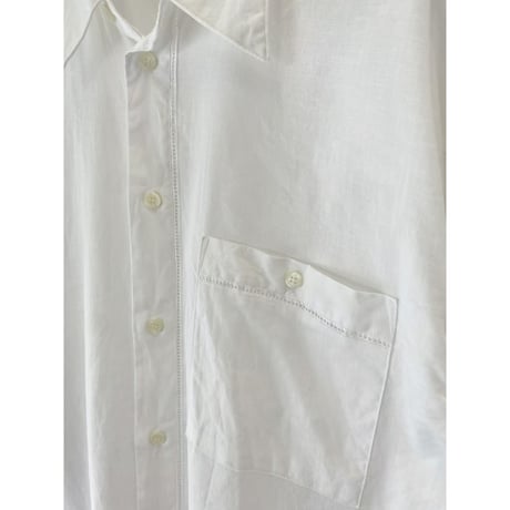 2000's Cotton × Linen white color long sleeve shirt