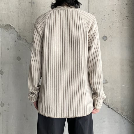 2000's Asymmetrical zip design cotton blend knit sweater