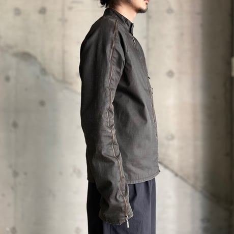 2000's "GUESS" Arm zipper design coated riders jacket