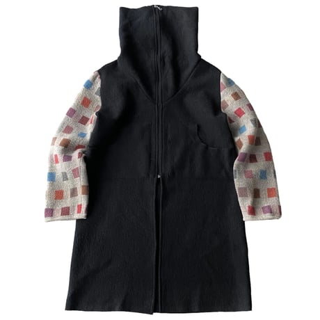 2000's Switching design Extra high-necked wool coat
