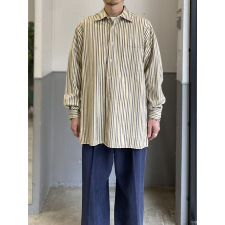 1990's "Ermenegildo Zegna" Cotton jaqured fabric long sleeve shirt
